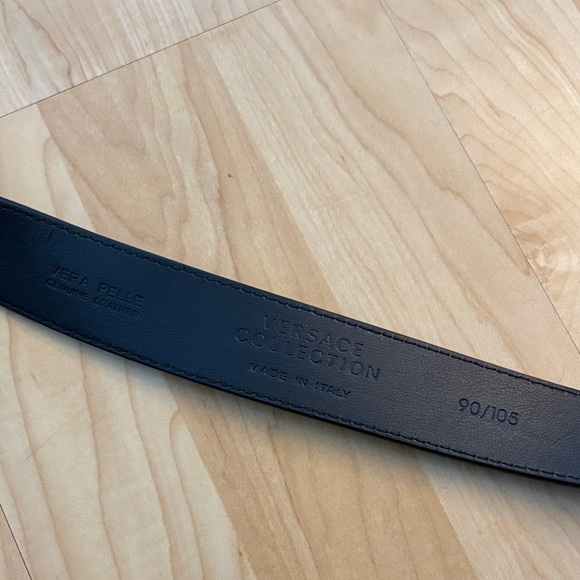 Versace Black Belt with Silver Medusa Buckle - Picture 2 of 2